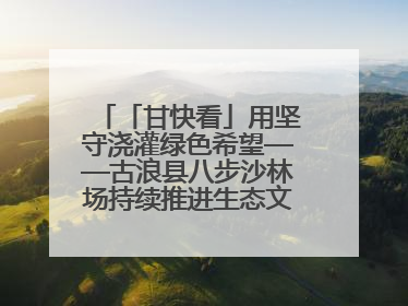 「甘快看」用坚守浇灌绿色希望——古浪县八步沙林场持续推进生态文明建设见闻
