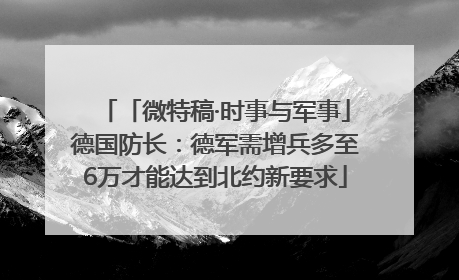 「微特稿·时事与军事」德国防长：德军需增兵多至6万才能达到北约新要求