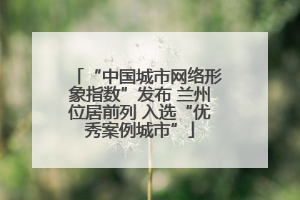 “中国城市网络形象指数”发布 兰州位居前列 入选“优秀案例城市”