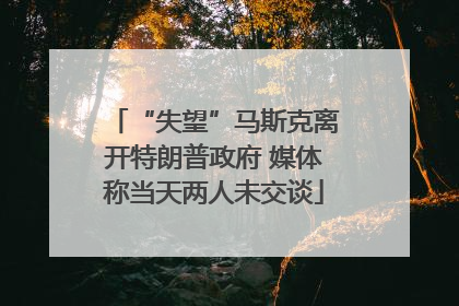 “失望”马斯克离开特朗普政府 媒体称当天两人未交谈