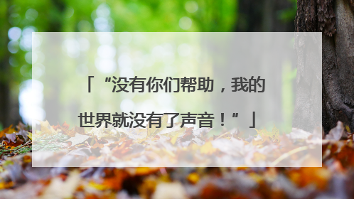 “没有你们帮助，我的世界就没有了声音！”