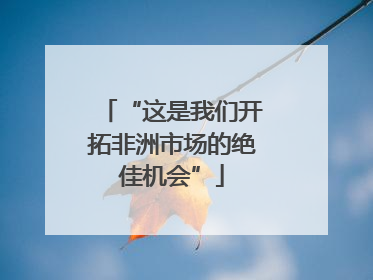 “这是我们开拓非洲市场的绝佳机会”
