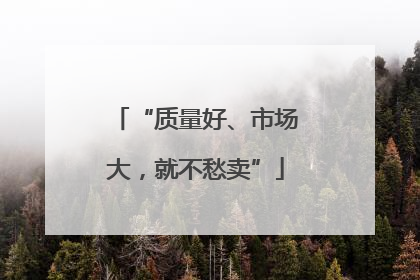 “质量好、市场大，就不愁卖”