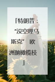 特朗普：“没空理马斯克” 欧洲抛橄榄枝