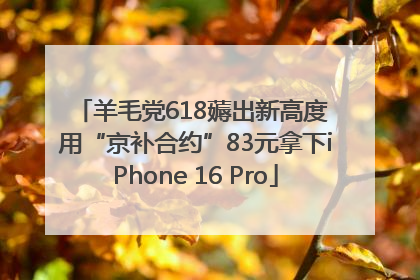 羊毛党618薅出新高度 用“京补合约”83元拿下iPhone 16 Pro