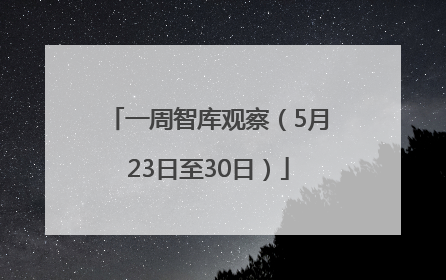 一周智库观察（5月23日至30日）