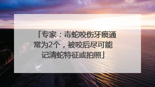 专家：毒蛇咬伤牙痕通常为2个，被咬后尽可能记清蛇特征或拍照