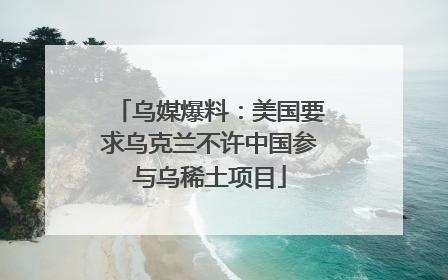 乌媒爆料：美国要求乌克兰不许中国参与乌稀土项目