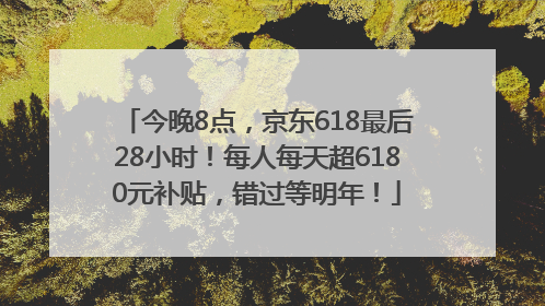 今晚8点，京东618最后28小时！每人每天超6180元补贴，错过等明年！