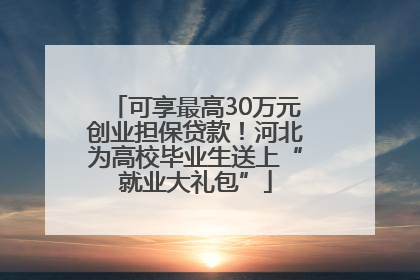 可享最高30万元创业担保贷款！河北为高校毕业生送上“就业大礼包”