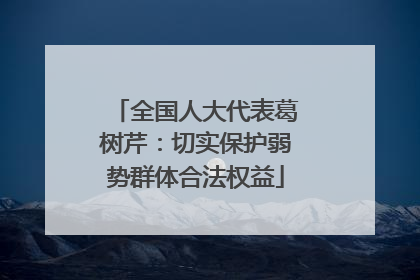 全国人大代表葛树芹：切实保护弱势群体合法权益
