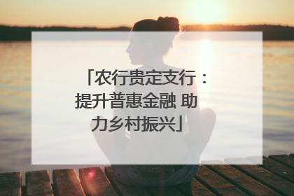 农行贵定支行：提升普惠金融 助力乡村振兴