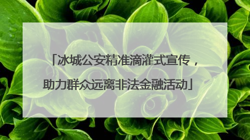 冰城公安精准滴灌式宣传，助力群众远离非法金融活动