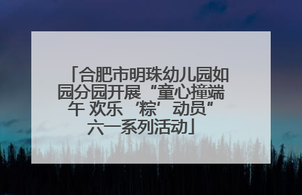 合肥市明珠幼儿园如园分园开展“童心撞端午 欢乐‘粽’动员”六一系列活动