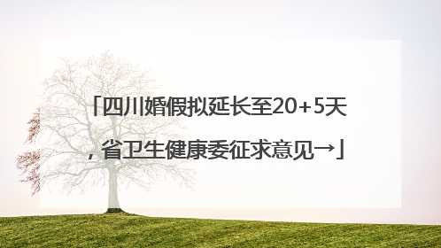 四川婚假拟延长至20+5天，省卫生健康委征求意见→