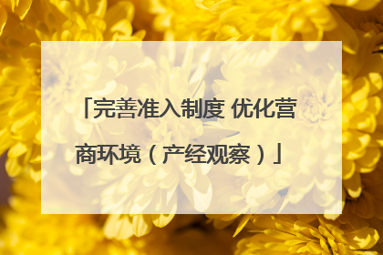 完善准入制度 优化营商环境（产经观察）