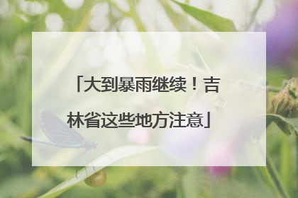 大到暴雨继续！吉林省这些地方注意