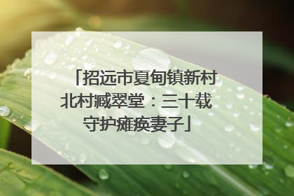 招远市夏甸镇新村北村臧翠堂：三十载守护瘫痪妻子