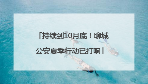 持续到10月底！聊城公安夏季行动已打响