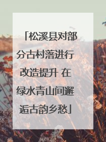 松溪县对部分古村落进行改造提升 在绿水青山间邂逅古韵乡愁