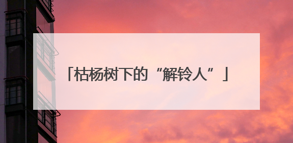 枯杨树下的“解铃人”