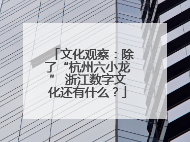 文化观察：除了“杭州六小龙” 浙江数字文化还有什么？