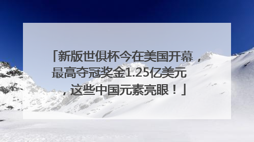 新版世俱杯今在美国开幕，最高夺冠奖金1.25亿美元，这些中国元素亮眼！