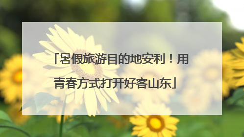 暑假旅游目的地安利！用青春方式打开好客山东