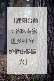 濮阳台前：省医专家进乡村 守护健康促振兴