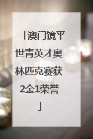 澳门镜平世青英才奥林匹克赛获2金1荣誉