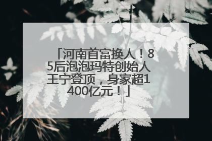 河南首富换人！85后泡泡玛特创始人王宁登顶，身家超1400亿元！