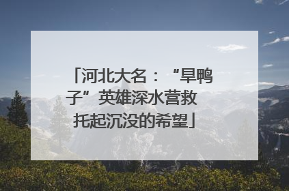 河北大名：“旱鸭子”英雄深水营救 托起沉没的希望