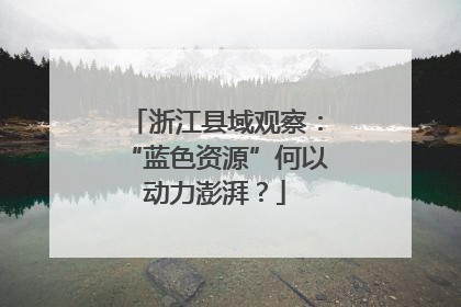 浙江县域观察：“蓝色资源”何以动力澎湃？