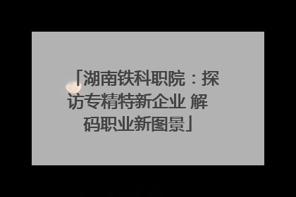 湖南铁科职院：探访专精特新企业 解码职业新图景