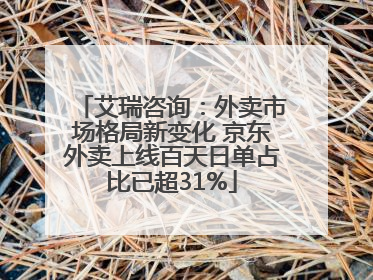 艾瑞咨询：外卖市场格局新变化 京东外卖上线百天日单占比已超31%