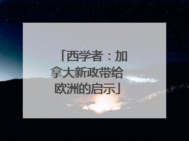 西学者：加拿大新政带给欧洲的启示