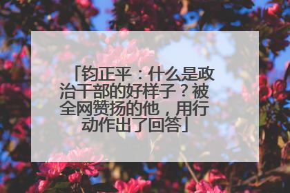 钧正平：什么是政治干部的好样子？被全网赞扬的他，用行动作出了回答