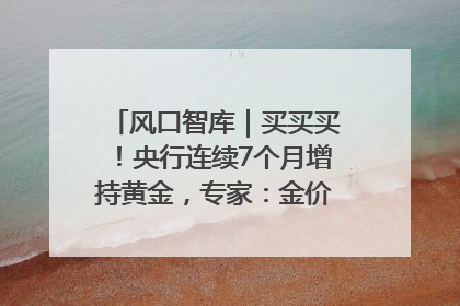 风口智库｜买买买！央行连续7个月增持黄金，专家：金价或仍易涨难跌