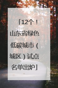 12个！山东省绿色低碳城市（城区）试点名单出炉